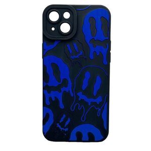 iPhone 15 Blue Melted Smiley Face Case